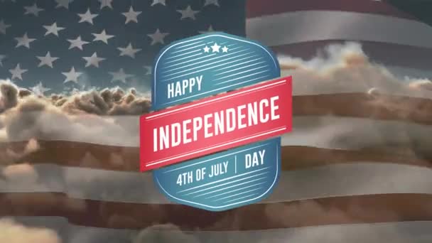 Animação Digital Dia Independência Feliz Texto Julho Distintivo Que Amplia — Vídeo de Stock