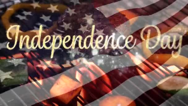 Animazione Digitale Oro Independence Day Testo Appare Sullo Schermo Con — Video Stock