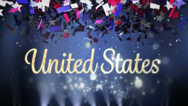 Digitális Animáció Arany Egyesült Államok Szöveg Jelenik Meg Képernyőn Miközben — Stock videók