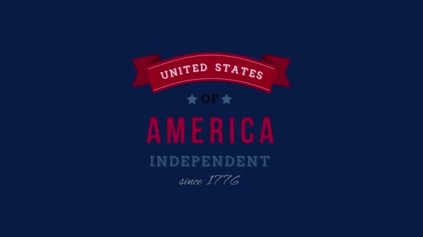 Digital Animation Amerikas Förenta Stater Oberoende Sedan 1776 Text Banner — Stockvideo