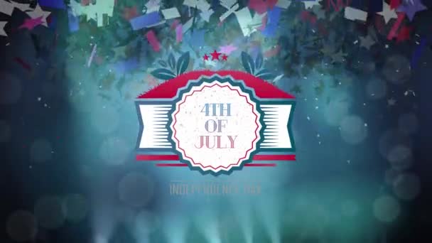 Digital Animation 4Th July Text Banner Zooming Out Screen While — Stock Video