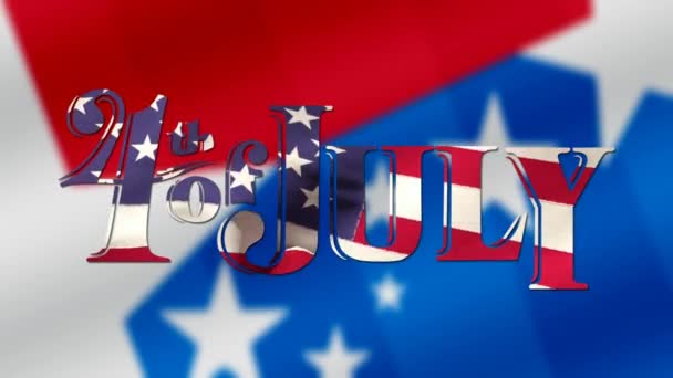 Digital Animation 4Th July Text American Flag Waving Design Zooming — Stock Video