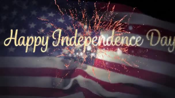 Animación Digital Oro Feliz Día Independencia Saludo Con Blanco Mientras — Vídeo de stock