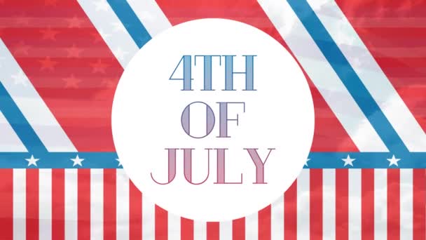 Digital Animation 4Th July Text Blue Red Gradient Zooming Out — Stock Video