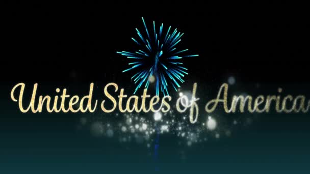 Digitale Animation Von Gold United States America Text Mit Bokeh — Stockvideo