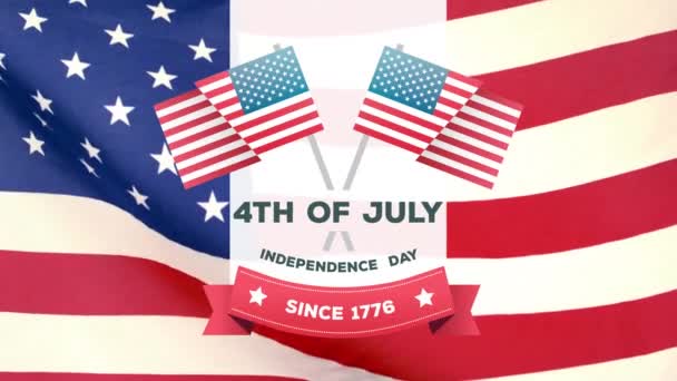 Animação Digital Julho Dia Independência Desde 1776 Texto Banner Com — Vídeo de Stock