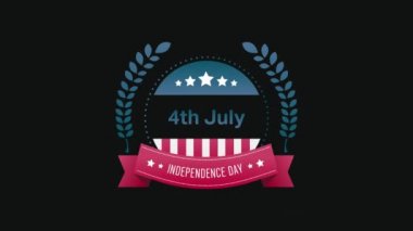 4 Temmuz dijital animasyon, afiş içinde Bağımsızlık Günü metin siyah bir arka plan karşı ekranda uzaklaştırma.