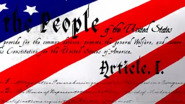 Digital Animation Written Constitution United States Moving Screen While American — Stock Video