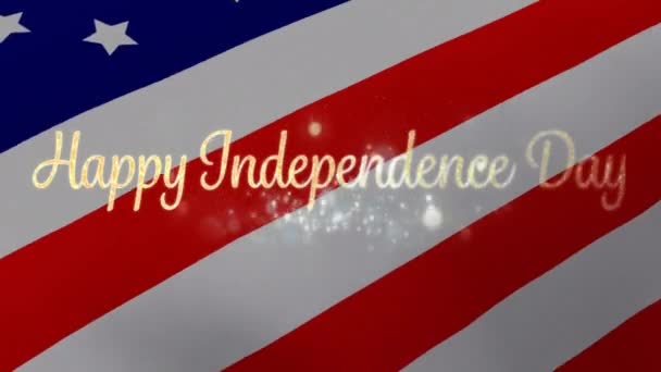 Animation Numérique Happy Independence Day Salutation Tandis Que Les Vagues — Video