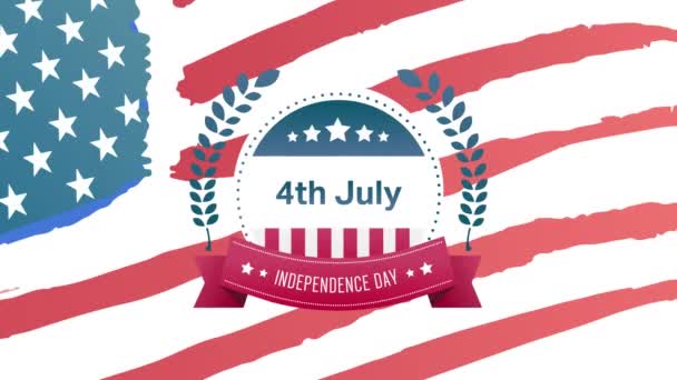 Digitale Animatie Van Juli Independence Day Tekst Banner Uitzoomen Het — Stockvideo