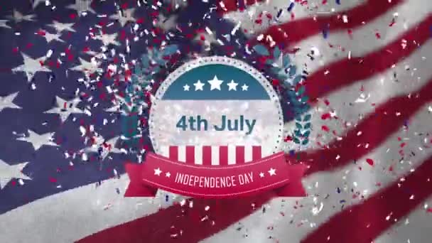 Animazione Digitale Del Luglio Testo Dell Independence Day Striscione Mentre — Video Stock