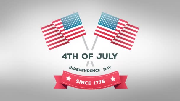 Digitale Animatie Van Juli Onafhankelijkheidsdag Sinds 1776 Tekst Met Amerikaanse — Stockvideo