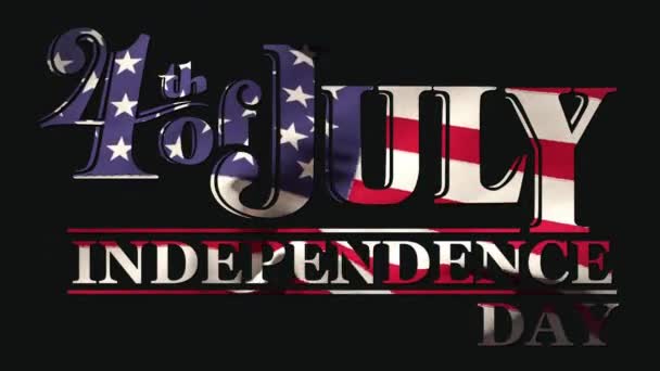 Animação Digital Julho Texto Independência Com Bandeira Americana Acenando Contra — Vídeo de Stock