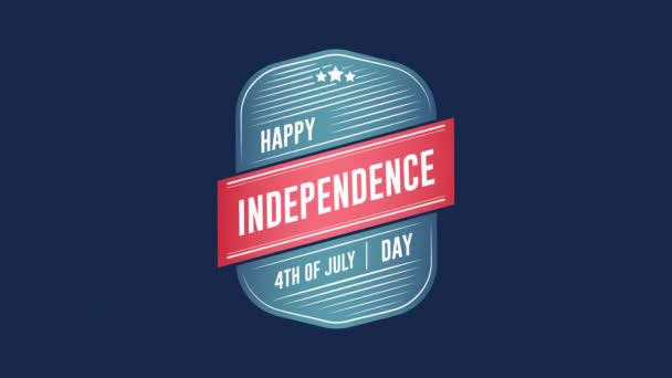 Digitale Animatie Van Happy Independence Day Groet Digitale Badge Uitzoomen — Stockvideo