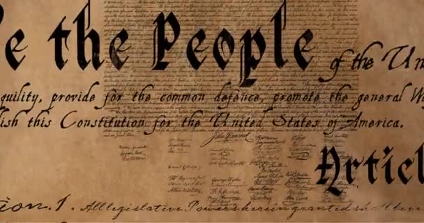 Ψηφιακή Κινούμενη Εικόνα Του Γραπτού Συντάγματος Των Ηνωμένων Πολιτειών Που — Αρχείο Βίντεο