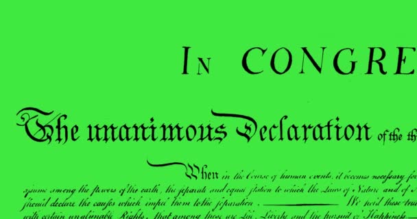 緑色の背景に対して画面内を移動する米国の書かれた憲法のデジタルアニメーション — ストック動画