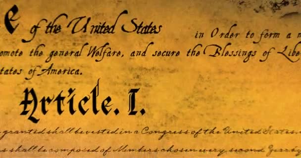 Animation numérique de la constitution écrite des États-Unis se déplaçant à l'écran 4k 