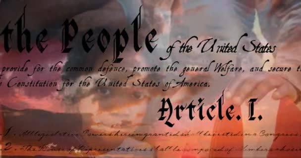 Digitális Animáció Írásbeli Alkotmány Egyesült Államok Mozog Képernyőn Afro Amerikai — Stock videók