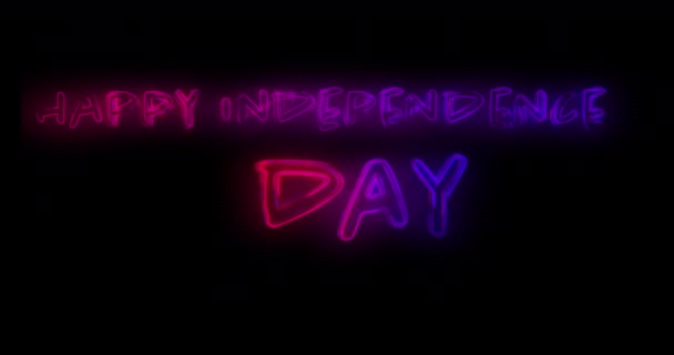 Animación Digital Del Saludo Del Feliz Día Independencia Brillantes Líneas — Vídeo de stock