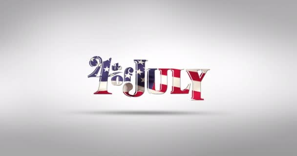 Digital Animation 4Th July Greeting American Flag Waving White Background — Stock Video