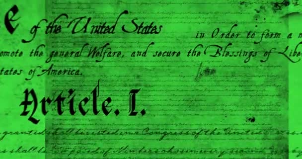 Animation Numérique Une Constitution Écrite Des États Unis Déplaçant Écran — Video