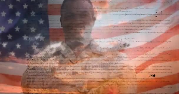 Animation Numérique Une Constitution Écrite Des États Unis Déplaçant Écran — Video