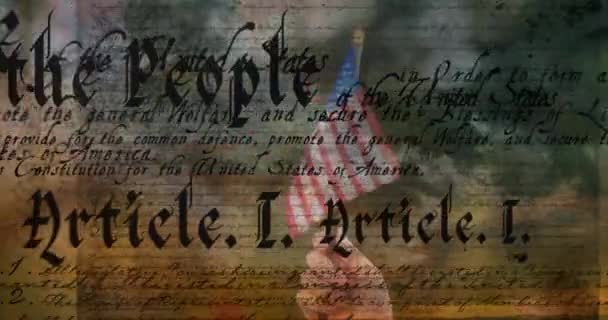 Ψηφιακή Κίνηση Ενός Γραπτού Συντάγματος Των Ηνωμένων Πολιτειών Που Κινείται — Αρχείο Βίντεο
