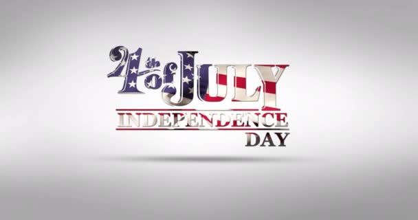 Цифрова Анімація Червоного Дня Незалежності Текст Нижче Липня Привітання Американським — стокове відео