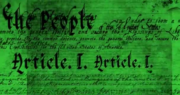 Animation Numérique Une Constitution Écrite Des États Unis Déplaçant Écran — Video