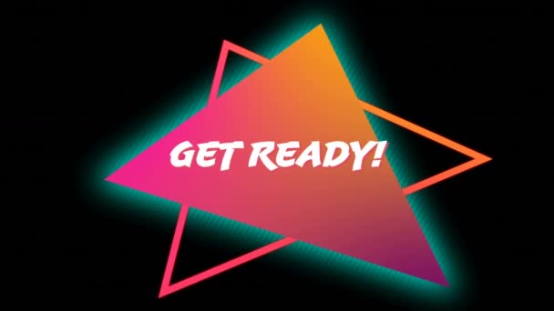 Digital Animation Two Triangles Pink Orange Gradient Get Ready Sign — Stock Video
