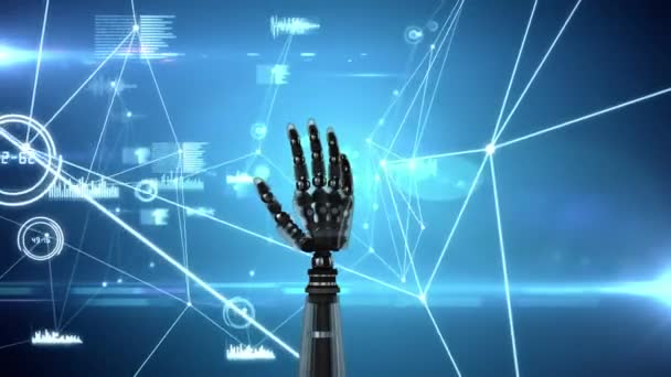 Cyfrowo Wygenerowana Animacja Ręcznej Roboty Otwarciem Zamknięciem Dłoni Podczas Obracania — Wideo stockowe