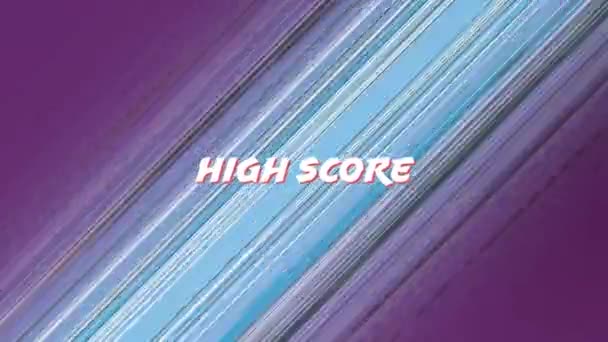 Animação Digital Texto High Score Ampliando Tela Contra Fundo Roxo — Vídeo de Stock