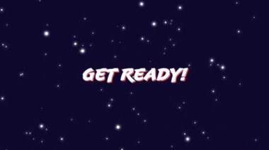 Hazır ol dijital animasyonu! yıldızların yakınlaştırması ile galaksinin ekranında ve arka planında yakınlaştırma işareti.