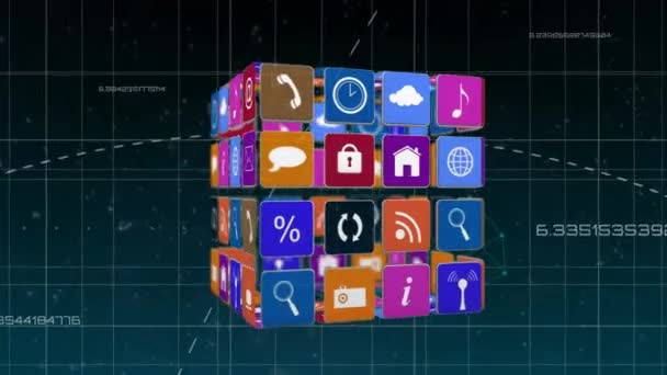 Digitale Animatie Van Verschillende Online Applicatie Iconen Voor Sociale Media — Stockvideo