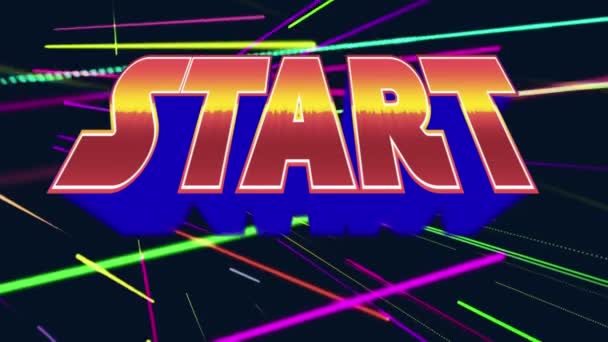 Digitale Animatie Van Arcade Spel Start Sign Een Achtergrond Gevuld — Stockvideo