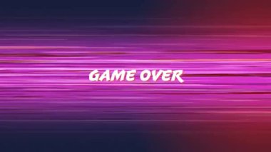 Yatay hareket eden pembe renkli çizgiler ile bir arcade oyunu işareti üzerinde oyun dijital animasyon.