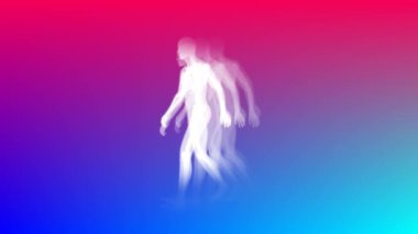 Renkli bir degrade arka plan üzerinde insan vücudunun titreşen bir illüstrasyon dijital animasyon