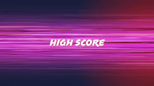 Digitale Animatie Van Een Arcade Spel Hoge Score Een Heldere — Stockvideo