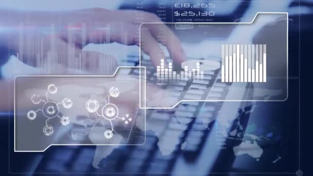 Animation Numérique Paires Mains Tapées Sur Clavier Premier Plan Sont — Video