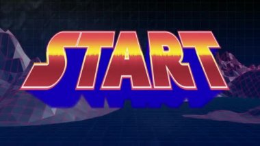 Arcade oyun dijital animasyon başlar. Arka plan ızgara çizgileri ile kristaller bir dağ