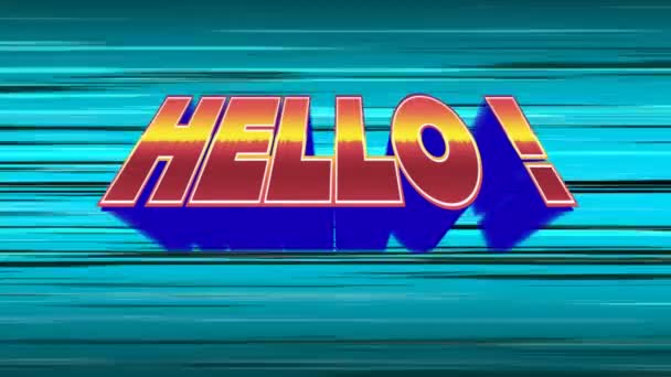 Ψηφιακή Κινούμενα Σχέδια Hello Χαιρετισμούς Από Arcade Gaming Φόντο Είναι — Αρχείο Βίντεο