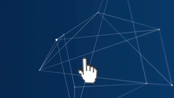 Digital Animation Pointing Hand Icon Blue Background Geometric Shapes Shape — Stock Video