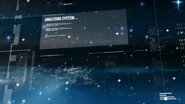 Animação Digital Gráficos Estatísticas Uma Tela Com Códigos Fundo Está — Vídeo de Stock