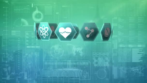 Digital Animation Medical Science Symbols Turning Circular Shape Green  Background — Stock Video © vectorfusionart #278470728