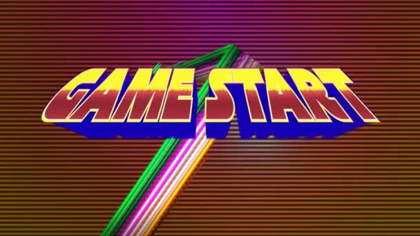 Digital Animation Game Start Text Arcade Gaming Theme Background Has — Stock Video