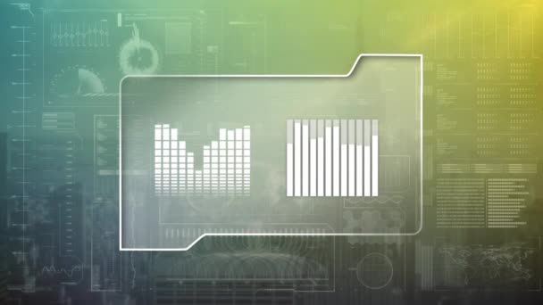 Digitale Animation Eines Dateiordners Mit Diagrammen Hinter Dem Ordner Befindet — Stockvideo