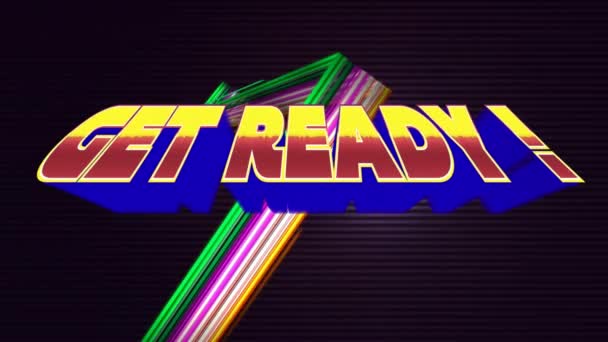 Digital Animation Get Ready Text Med Arcade Gaming Theme Bakgrunden — Stockvideo