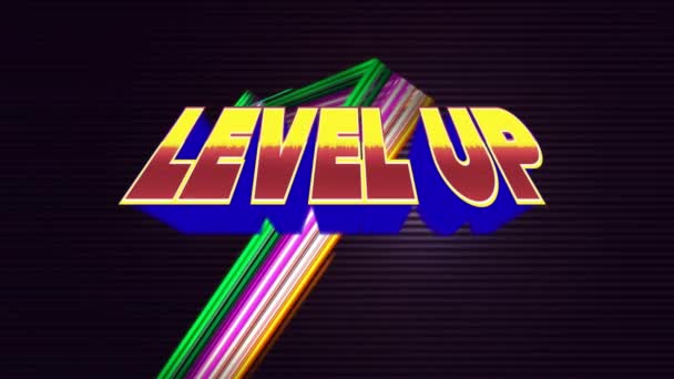 Digitale Animatie Van Een Game Level Teken Met Kleurrijke Lichten — Stockvideo