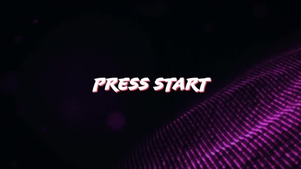 Digital Animation Press Starttext Med Arcade Gaming Theme Bakgrunden Svart — Stockvideo