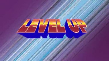 Soyut bir arka plan üzerinde arcade oyun teması ile metin kadar seviye dijital animasyon.